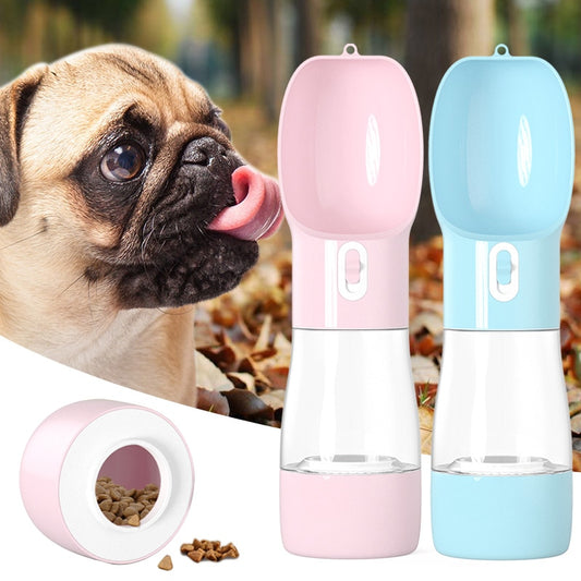 Portable Travel Dog Water Bottle with Food Container