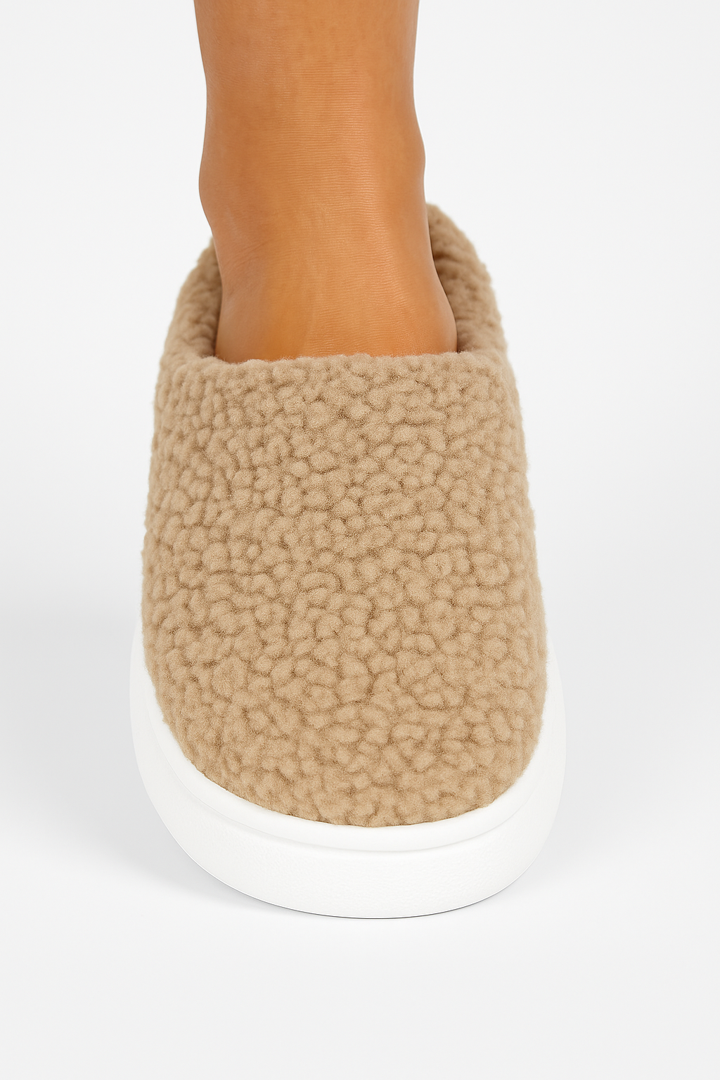 Slippers flettet brun PU-læder sommer dame flade slip-on