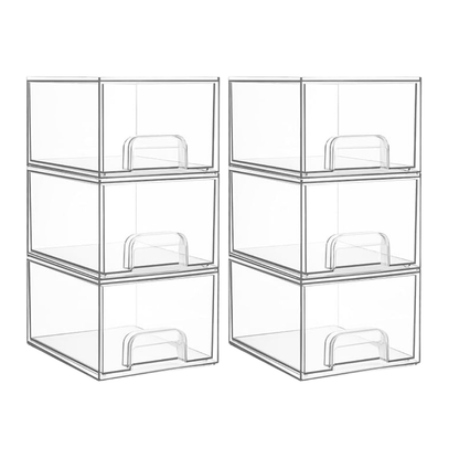 Stackable Storage Drawers Clear Acrylic Bathroom Organizer for Vanity