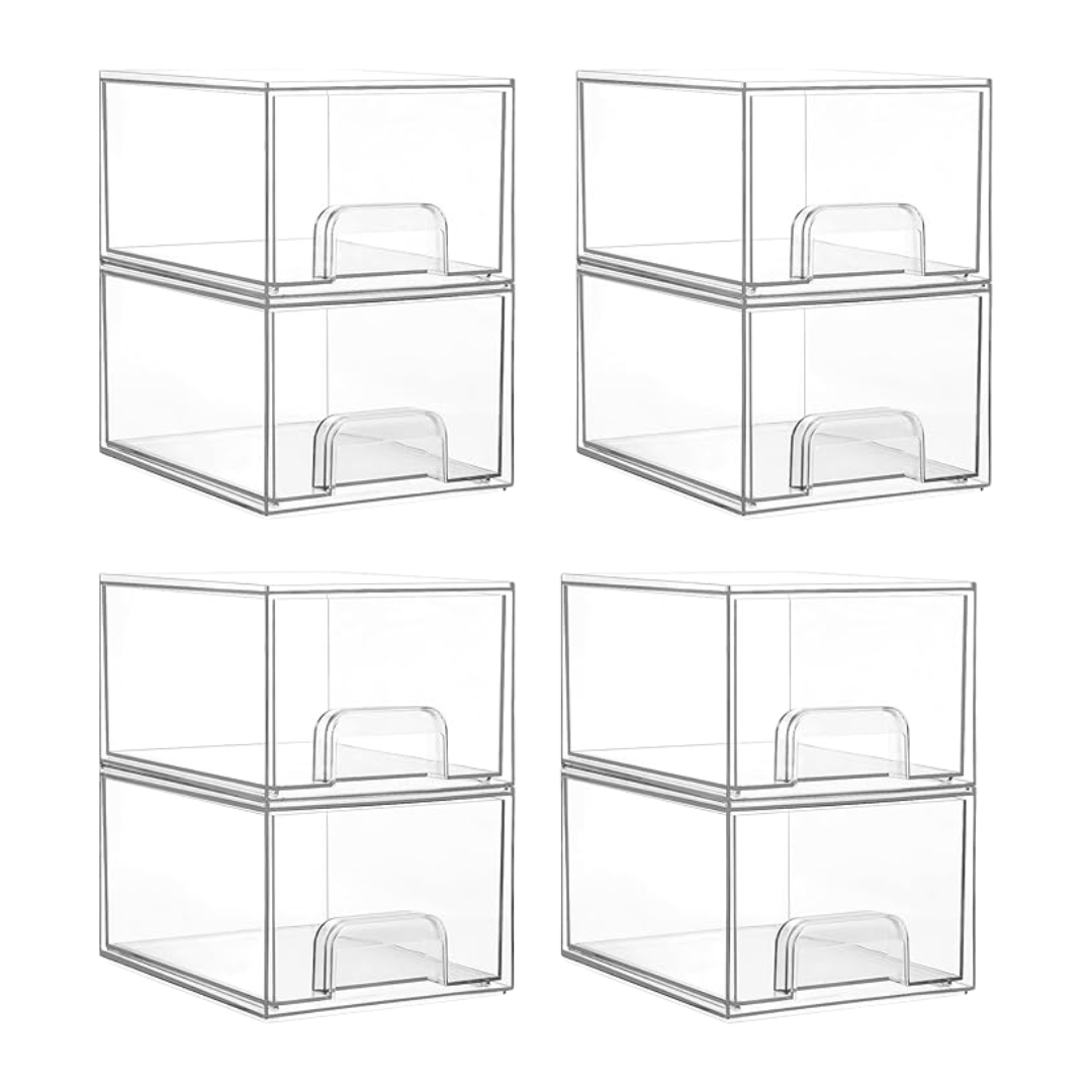 Stackable Storage Drawers Clear Acrylic Bathroom Organizer for Vanity