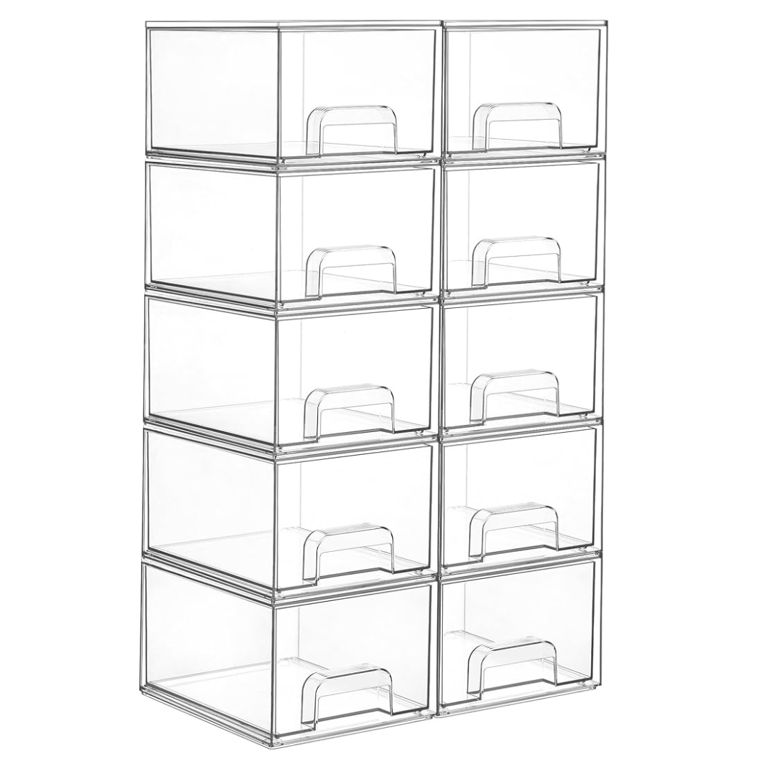 Stackable Storage Drawers Clear Acrylic Bathroom Organizer for Vanity