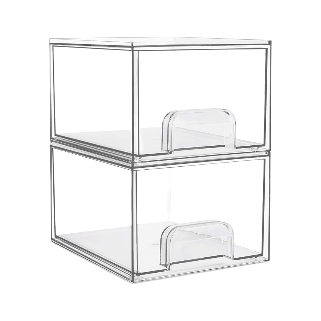 Stackable Storage Drawers Clear Acrylic Bathroom Organizer for Vanity