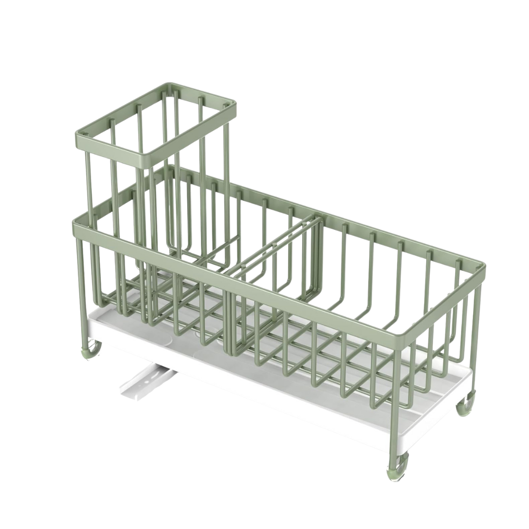 Stainless Steel Sink Caddy Organizer with Rotatable Drain Spout