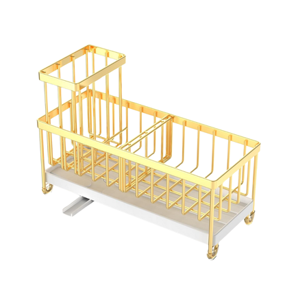 Stainless Steel Sink Caddy Organizer with Rotatable Drain Spout