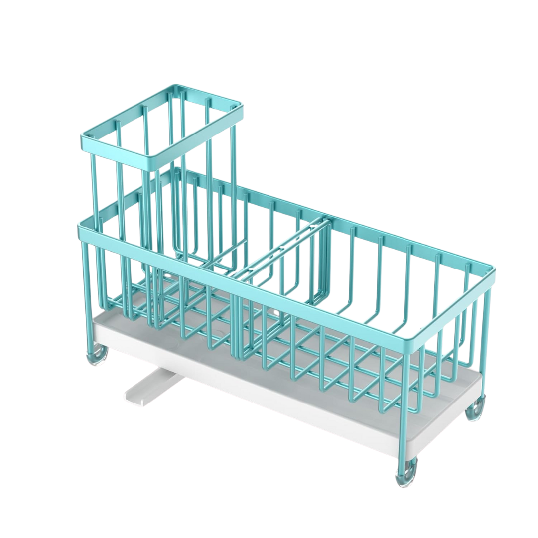 Stainless Steel Sink Caddy Organizer with Rotatable Drain Spout