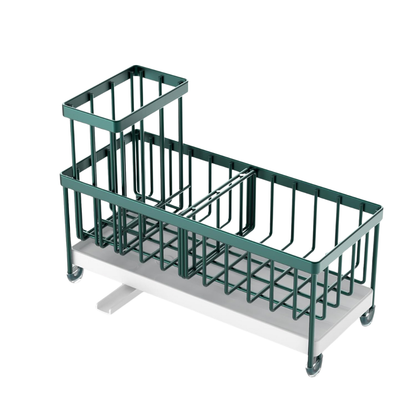 Stainless Steel Sink Caddy Organizer with Rotatable Drain Spout