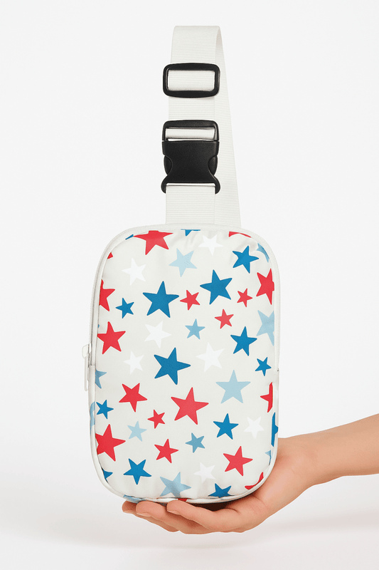 Stjerneprintet nylon crossbody taske til festlige lejligheder