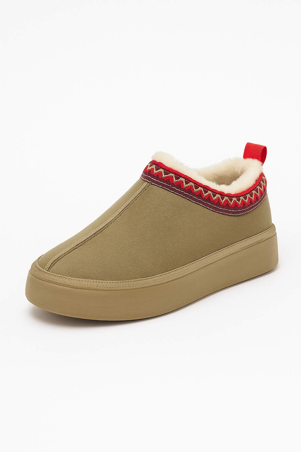 Støvler grøn forede slip-on vinter polyester med mønster