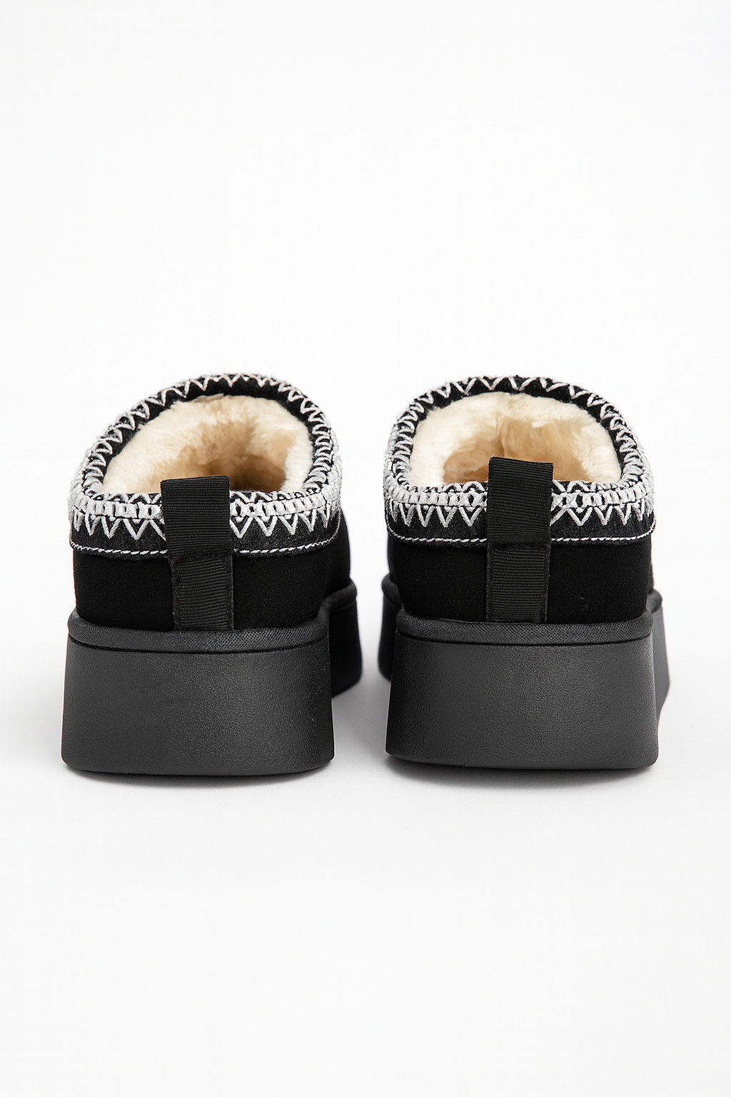 Støvler sorte vinter slip-on ruskind plys kontrastkant