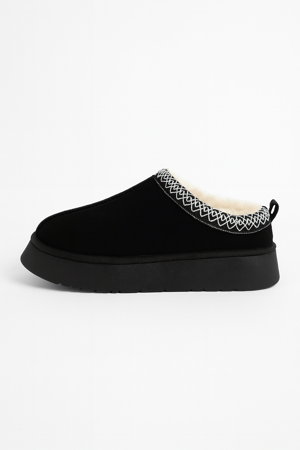 Støvler sorte vinter slip-on ruskind plys kontrastkant