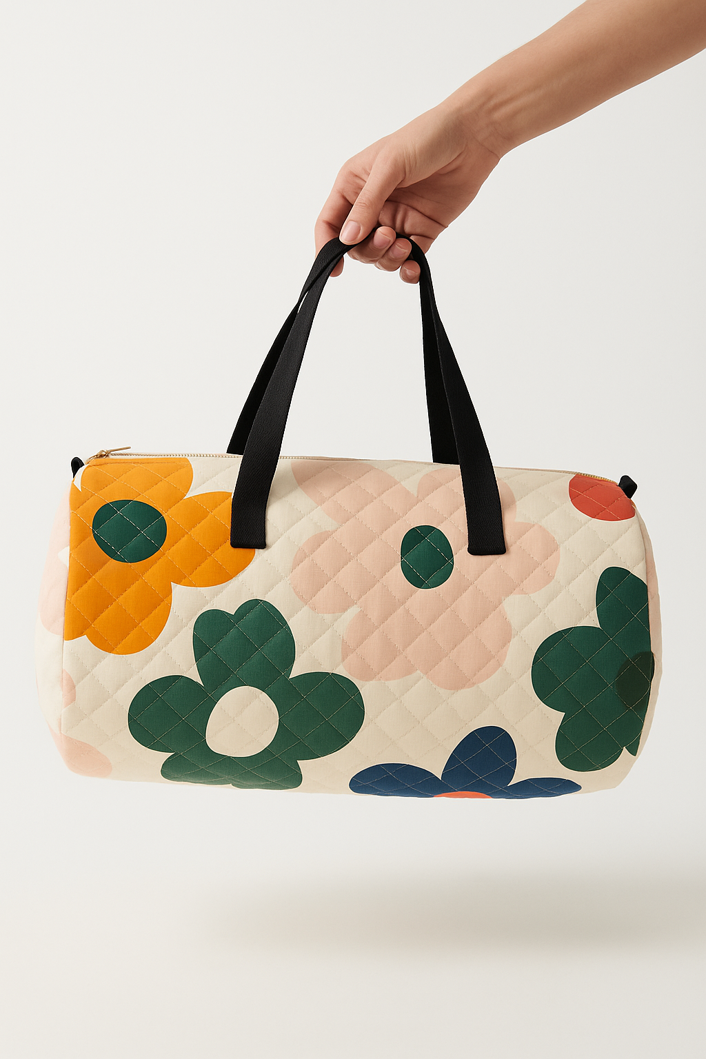 Taske blomsterprint quiltet weekendtaske polyester