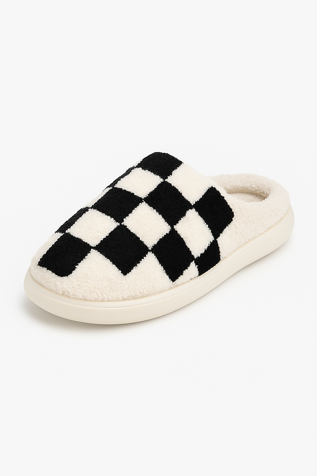 Tøfler tern sort hvid vinter fuzzy slip-on indendørs