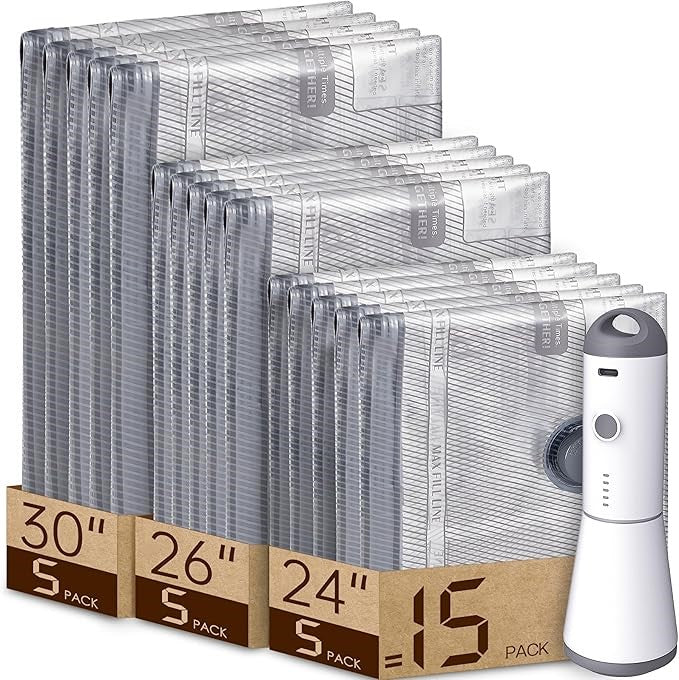 Vacuum Seal Bags for Travel, Packing with Rechargeable Air Pump