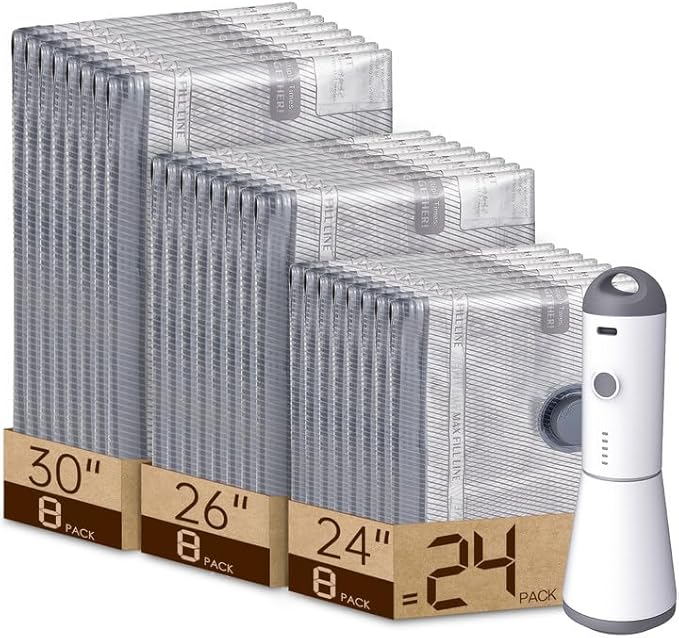 Vacuum Seal Bags for Travel, Packing with Rechargeable Air Pump