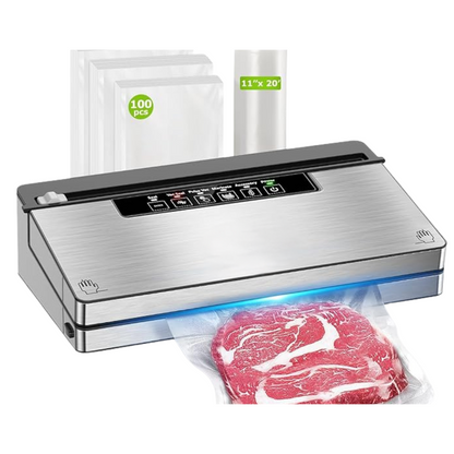 Vacuum Sealer Machine Stainless Steel with Bags, Roll, and Cutter