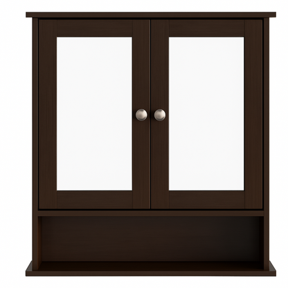 Wall Mounted Bathroom Cabinet with Double Mirrors and 3 Level Storage