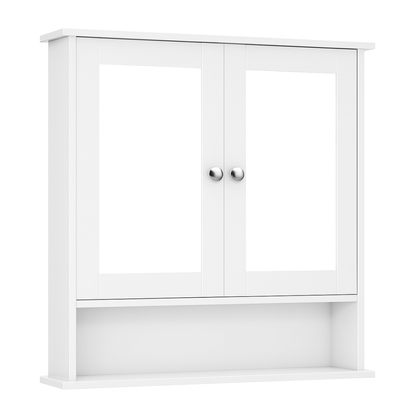 Wall Mounted Bathroom Cabinet with Double Mirrors and 3 Level Storage