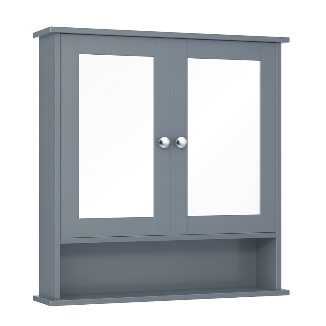 Wall Mounted Bathroom Cabinet with Double Mirrors and 3 Level Storage