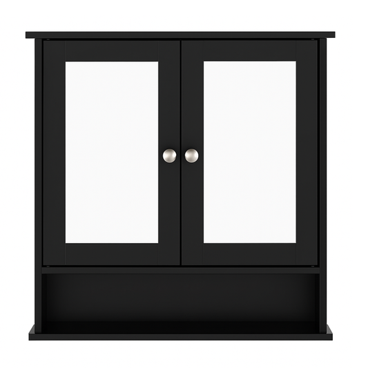 Wall Mounted Bathroom Cabinet with Double Mirrors and 3 Level Storage