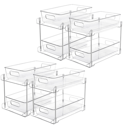 2-Tier Pull-Out Storage Drawers Organizer for Cabinets and Countertops