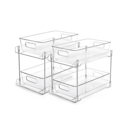 2-Tier Pull-Out Storage Drawers Organizer for Cabinets and Countertops