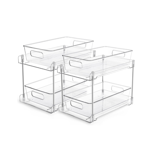 2-Tier Pull-Out Storage Drawers Organizer for Cabinets and Countertops