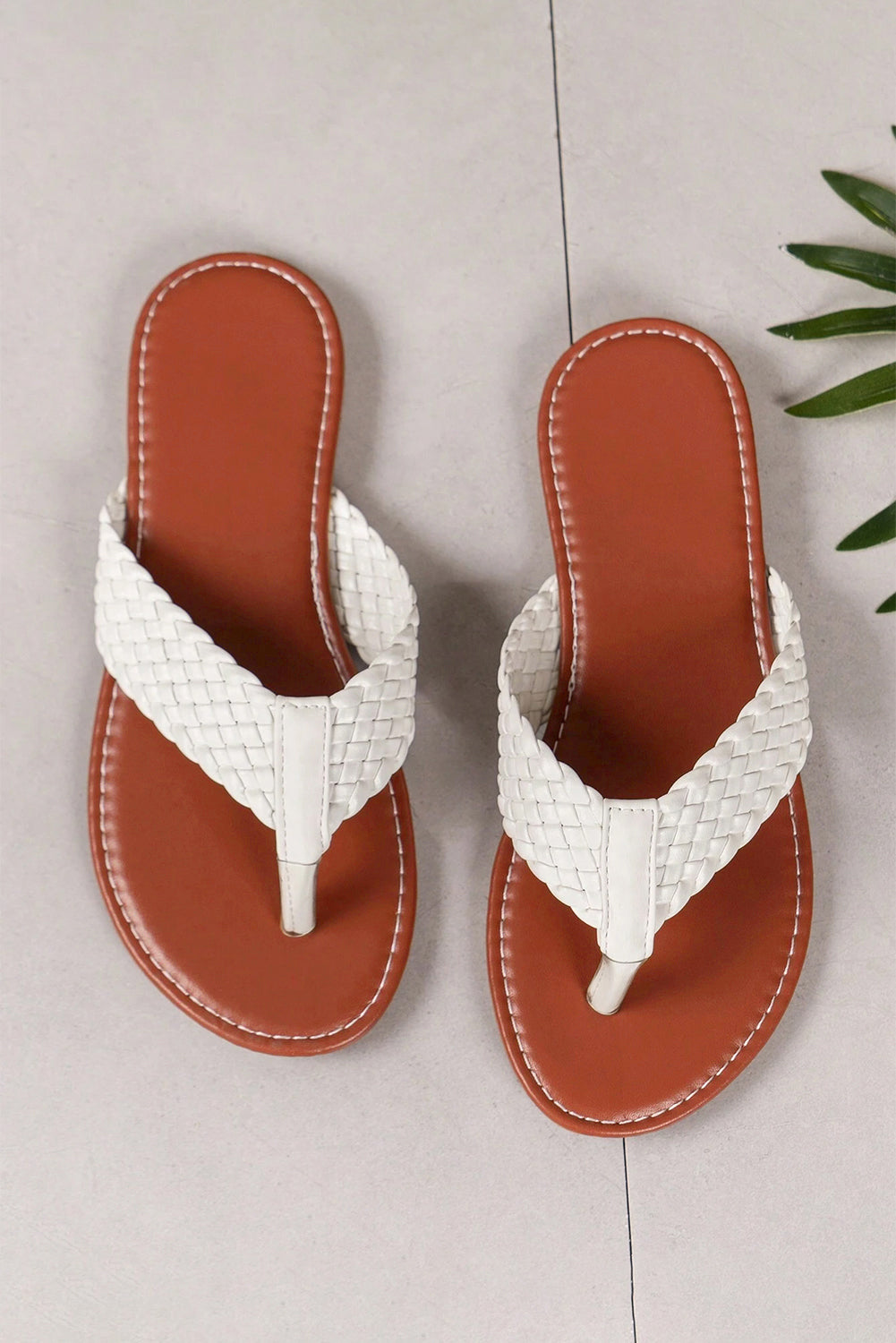 Flip flops PU læder flettet rem sommer sandaler til kvinder