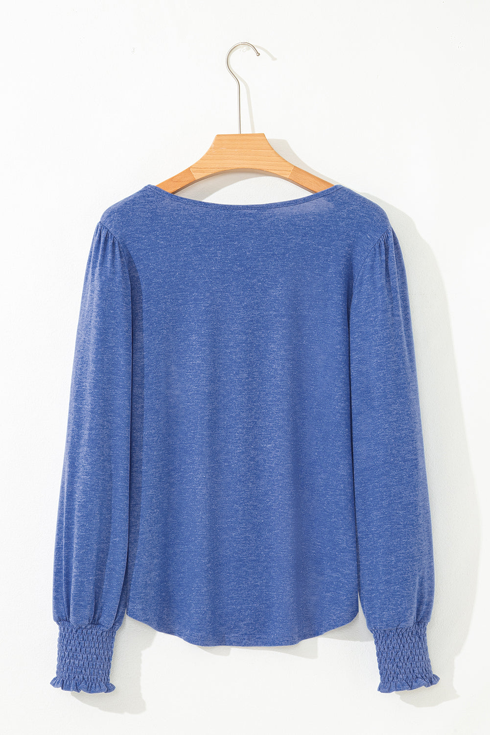 Bluse gul langærmet shirred detalje polyester mix