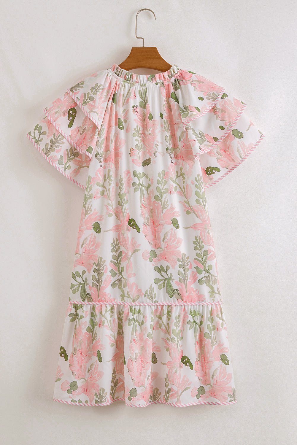 Blomstret mini - kjole med flæseærmer - Kim Mode KBH