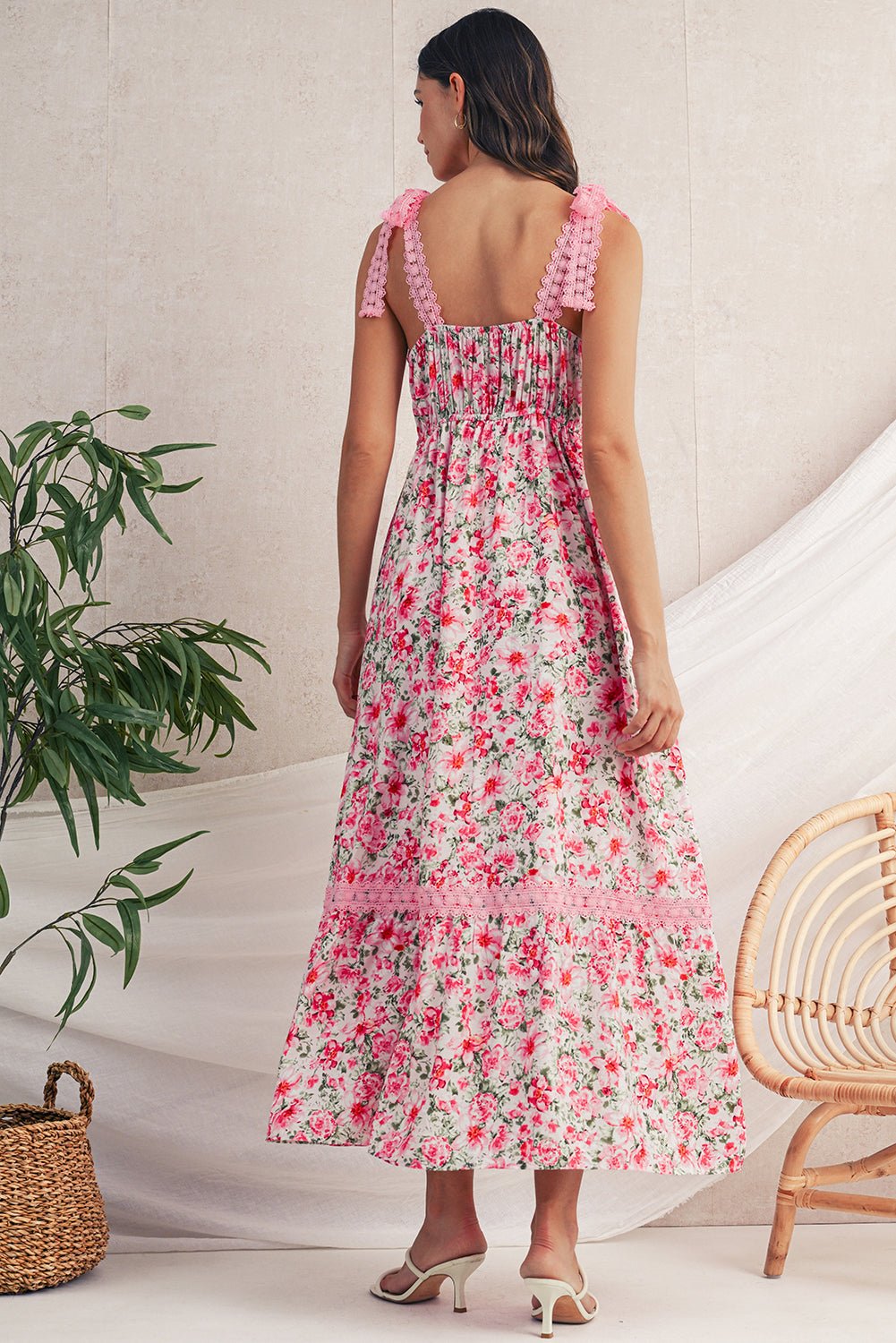 Boho maxi - kjole med blonde og bindestropper - Kim Mode KBH