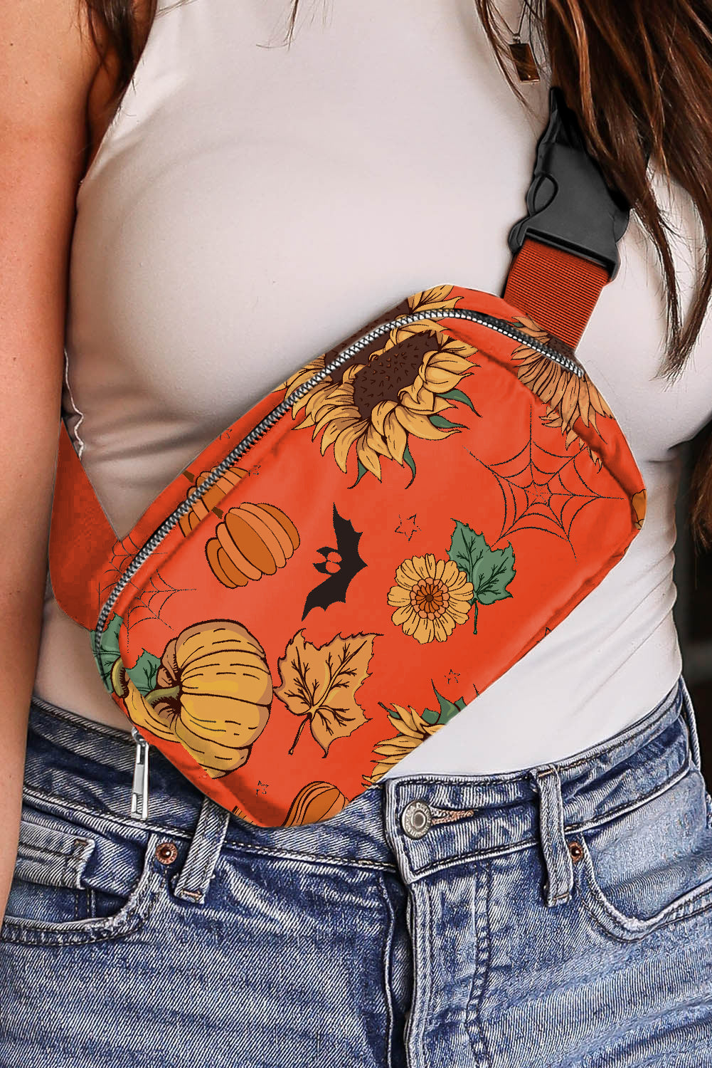 Taske crossbody PU efterår Halloween-print justerbar rem
