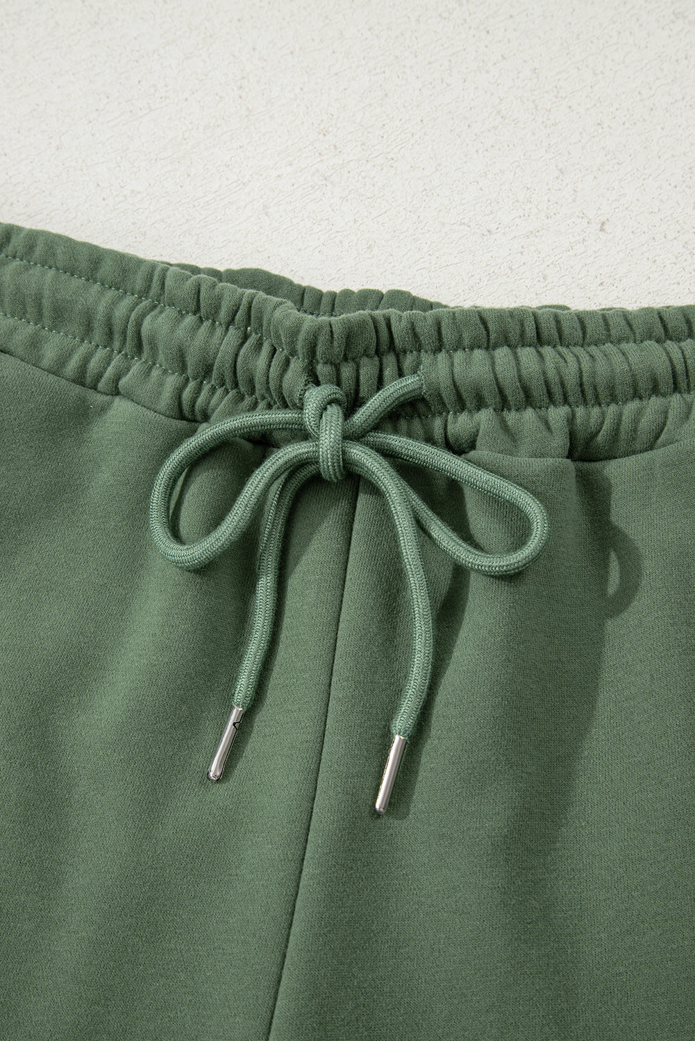 Pullover sæt med hætte knapper og afslappede shorts bomuld