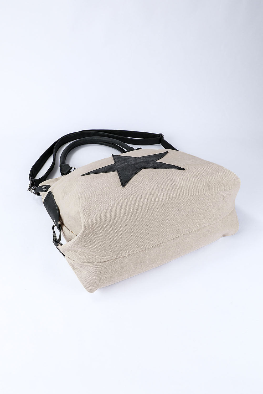 Tote bag beige canvas stjerne design bomuld polyester hverdag