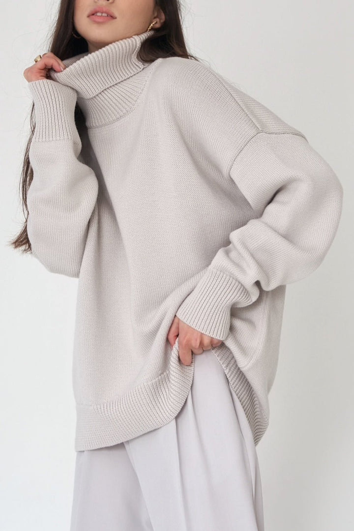 Chic voluminøs rullekravesweater til kvinder - All - match - stil - Kim Mode KBH