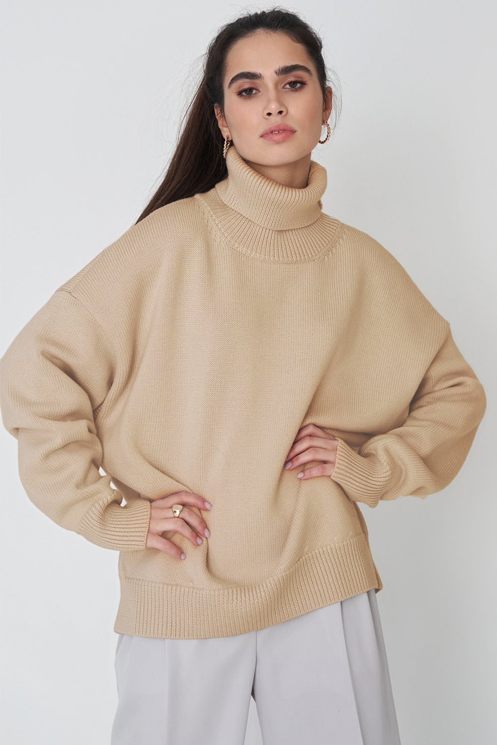 Chic voluminøs rullekravesweater til kvinder - All - match - stil - Kim Mode KBH