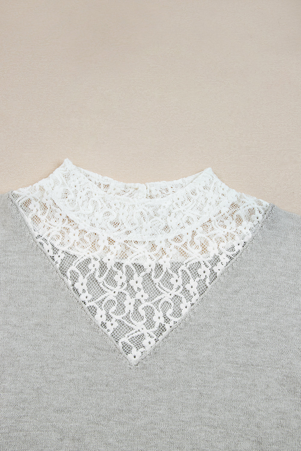 Sweater lysegrå blonde patchwork efterår viskose mix