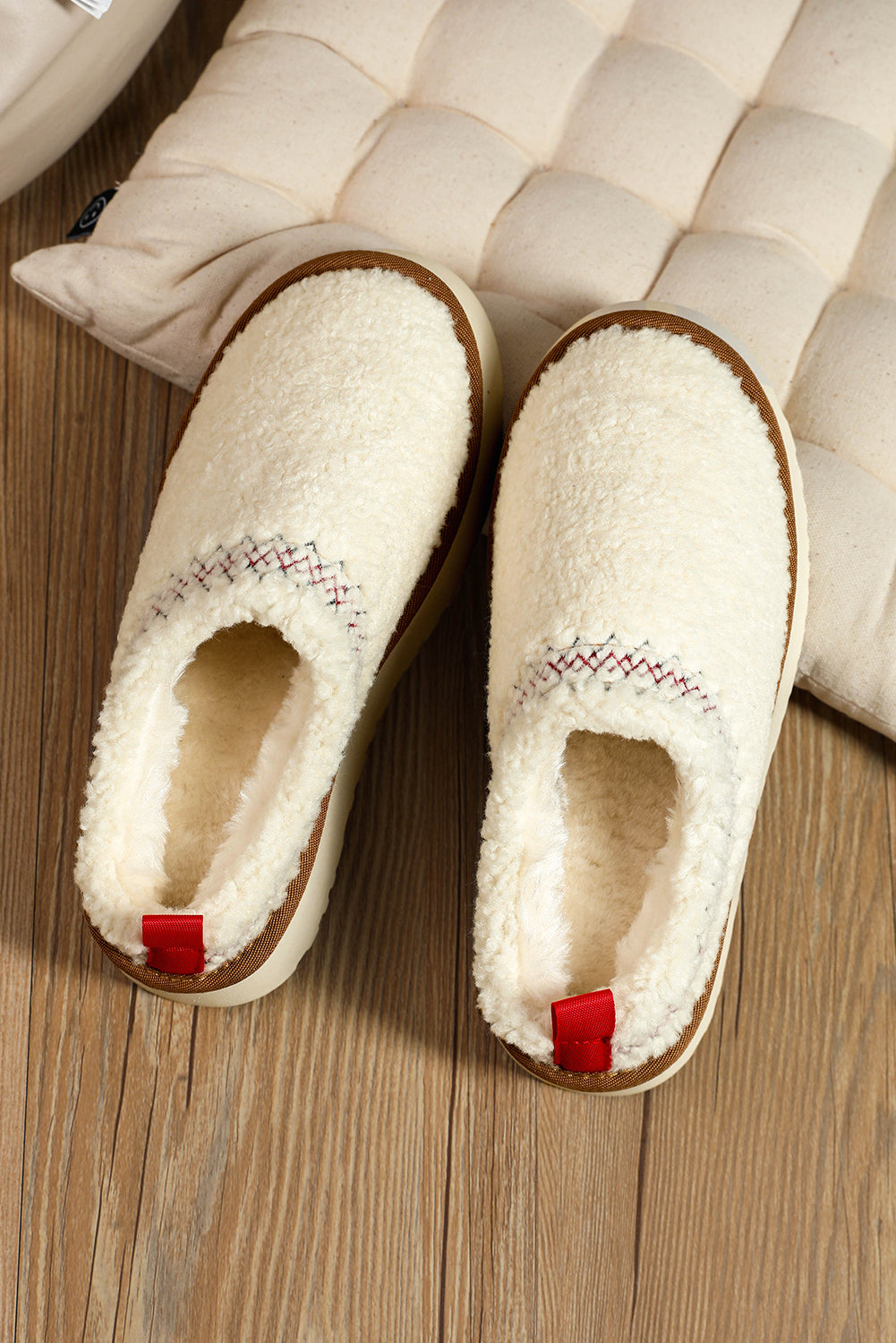 Støvler sherpa broderet vinter plys tykkere sål slip-on