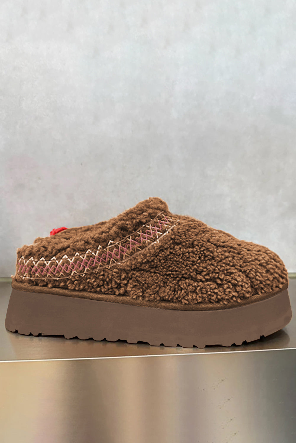 Støvler sherpa broderet vinter plys tykkere sål slip-on