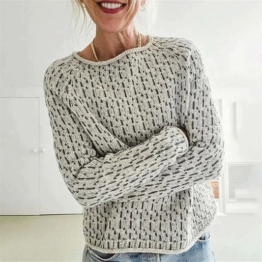 Elegant baggy sweater med rund hals - Top gris pour femmes - Kim Mode KBH