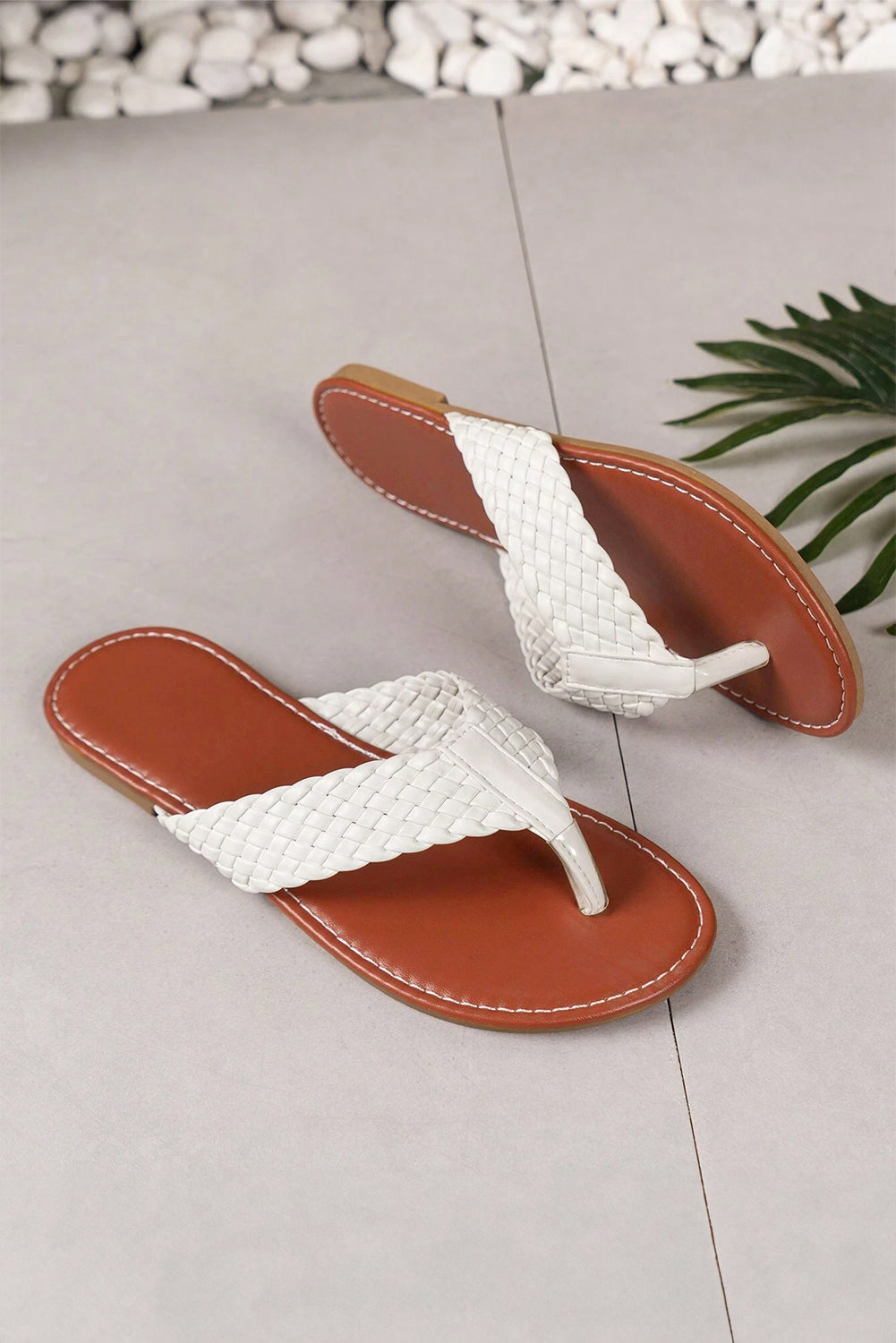 Flip flops PU læder flettet rem sommer sandaler til kvinder