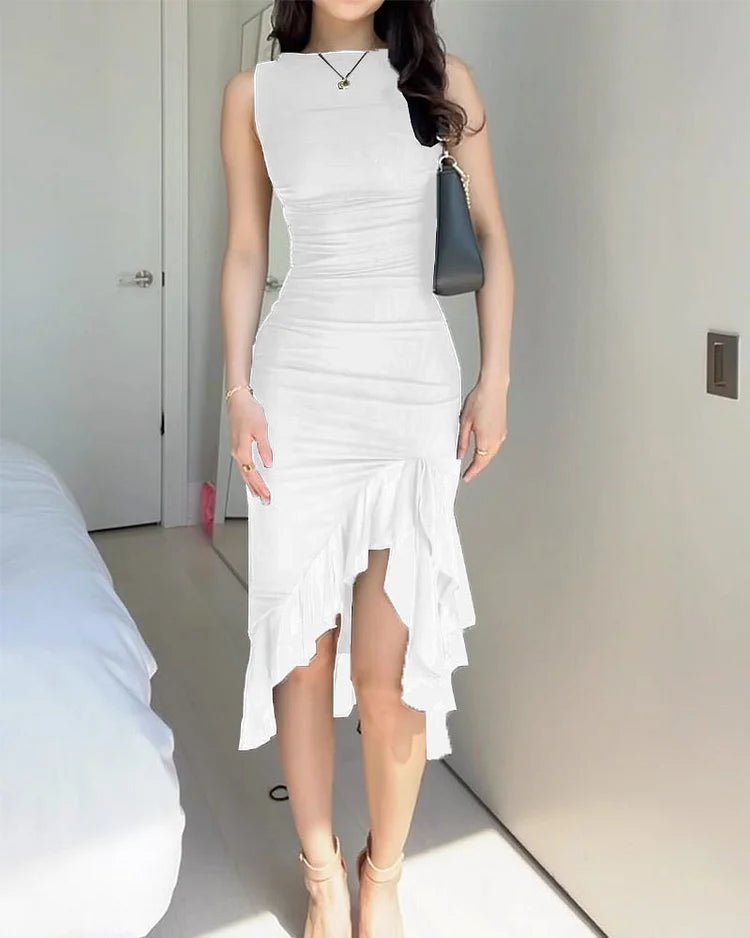 Mina | Midi kjole med flæser - Kim Mode KBH