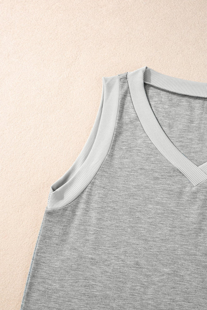 Tanktop med kontrastkant og løs pasform - Kim Mode KBH