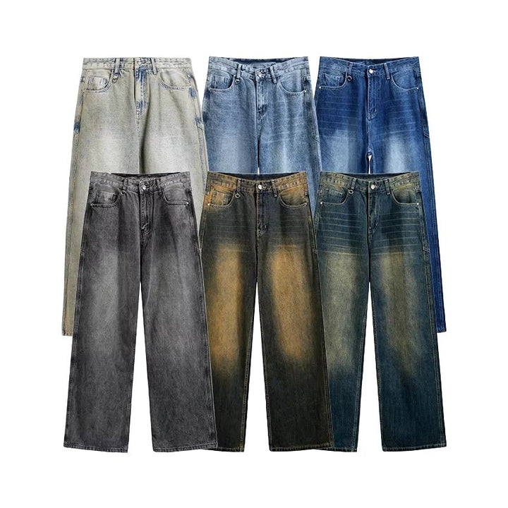 Unisex Retro Stretch Straight - Leg Jeans, behagelige vaskede denimbukser til hverdagsbrug - Kim Mode KBH