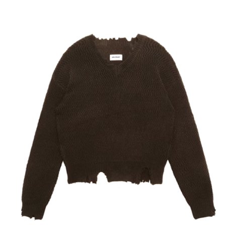 Wyn | Uldkant beskadiget tekstur V-hals sweater - Kim Mode KBH